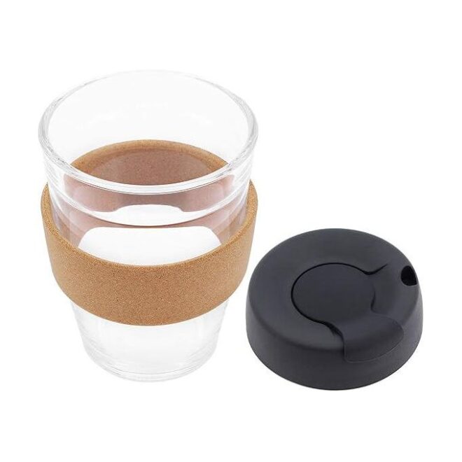 Mug en verre avec bonde anti brulure en liège 350ML – Image 2