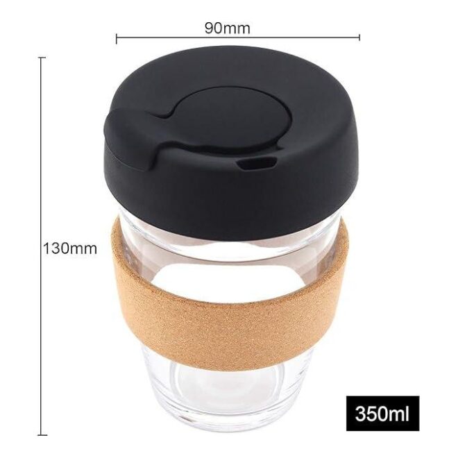 Mug en verre avec bonde anti brulure en liège 350ML – Image 3