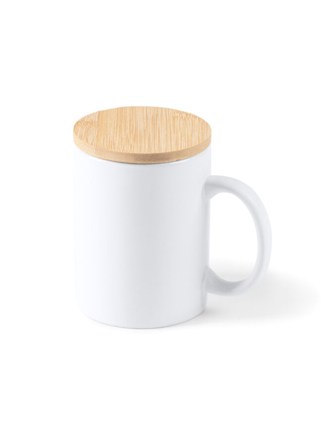 Mug en porcelaine avec couvercle en bamboo – Image 2