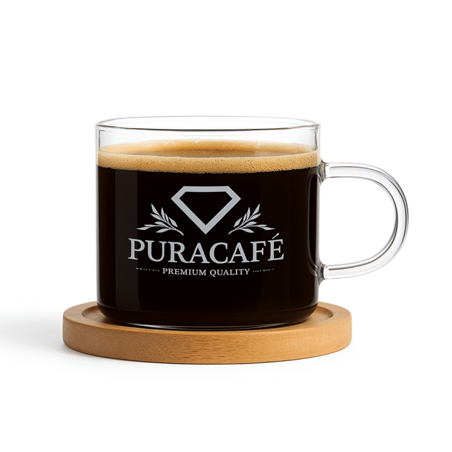 Tasse à café en verre 96ml avec sous tasse en bois